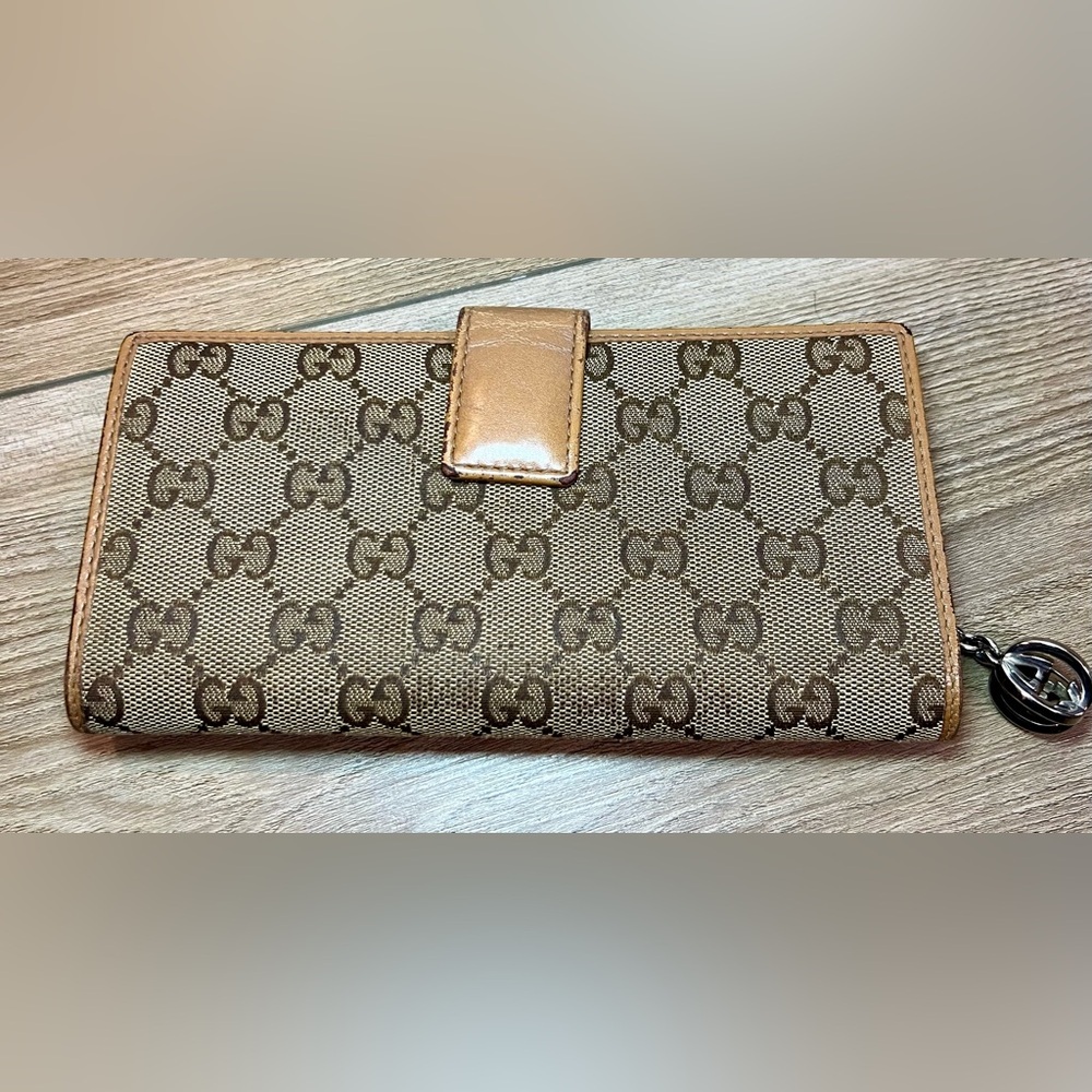 GUCCI Long Wallet with G Charm GG Canvas Leather in Beige - Picture 11 of 13